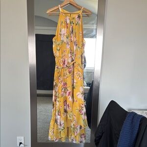 Floral Yellow Halter Dress